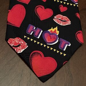 Vintage Novel Ties Hallmark Cards, Inc. By Mmg Polyester Made In USA Heart Print
